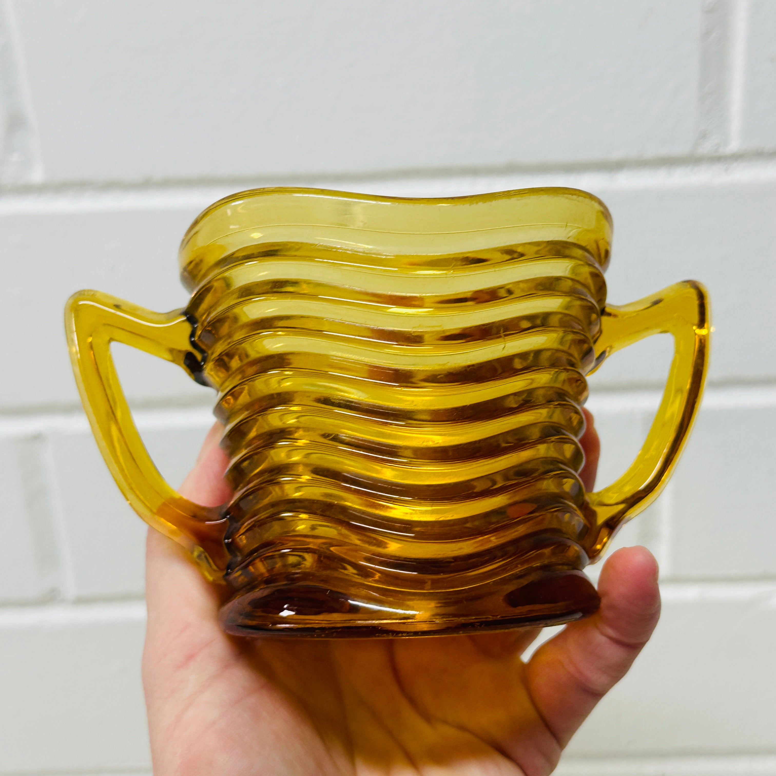 AMBER Glass Vase Jug Vintage Retro