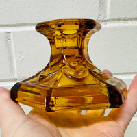 Candle Stick AMBER Glass Vase Vintage Retro