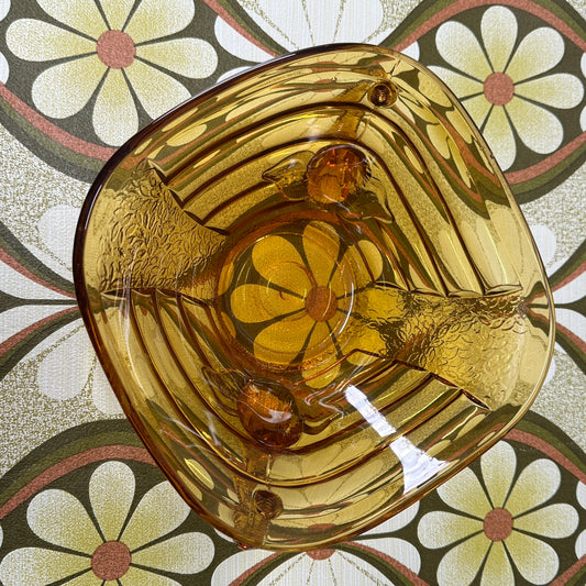 Retro Vintage Amber Glass Bowl