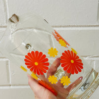 Large Glass Vintage Floral Jug