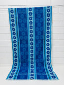 UNUSED Vintage Blue Floral Cotton Bath Towel PALM BEACH