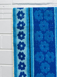 UNUSED Vintage Blue Floral Cotton Bath Towel PALM BEACH