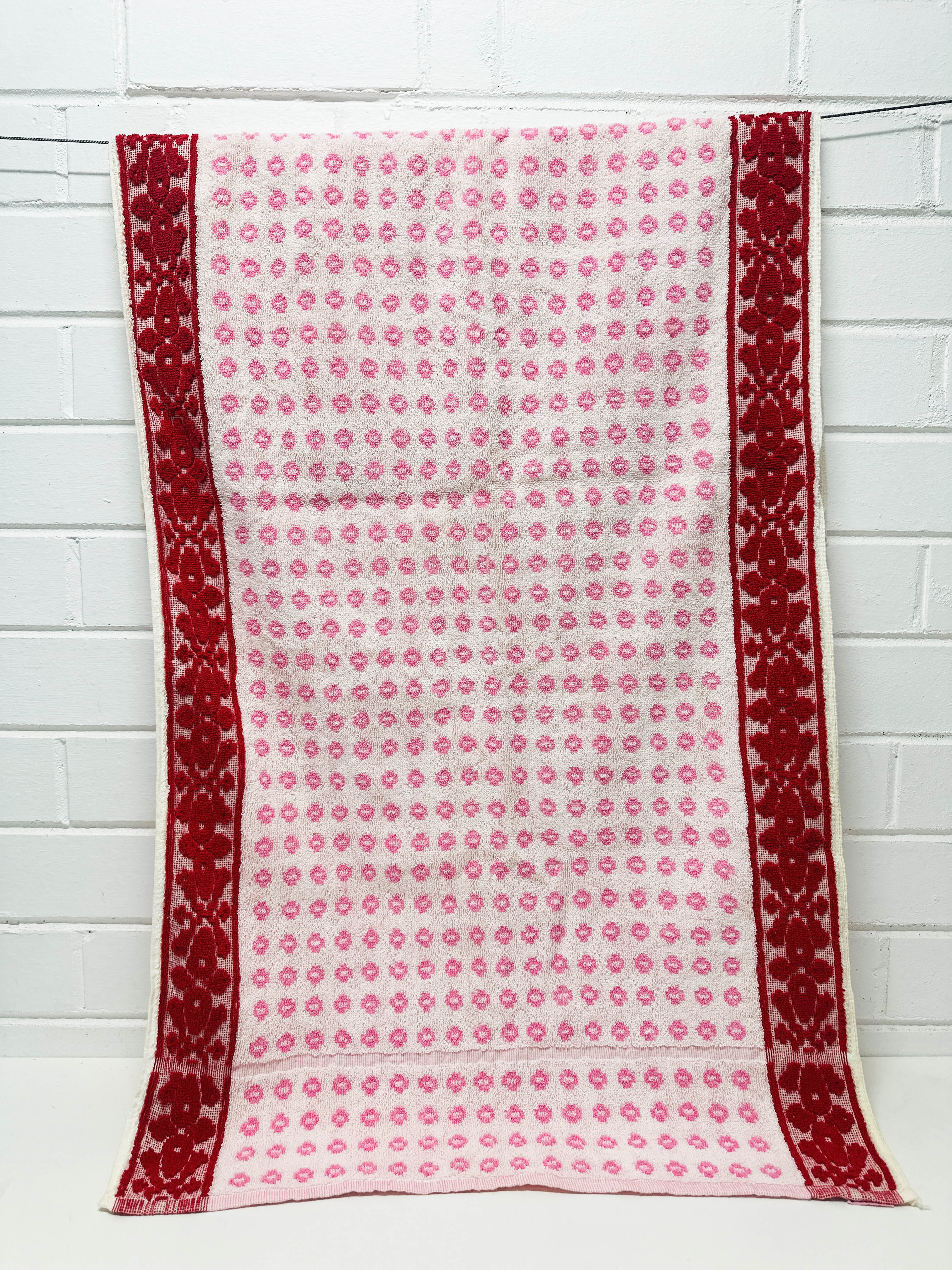 UNUSED Vintage PINK Cotton Bath Towel DICKIES