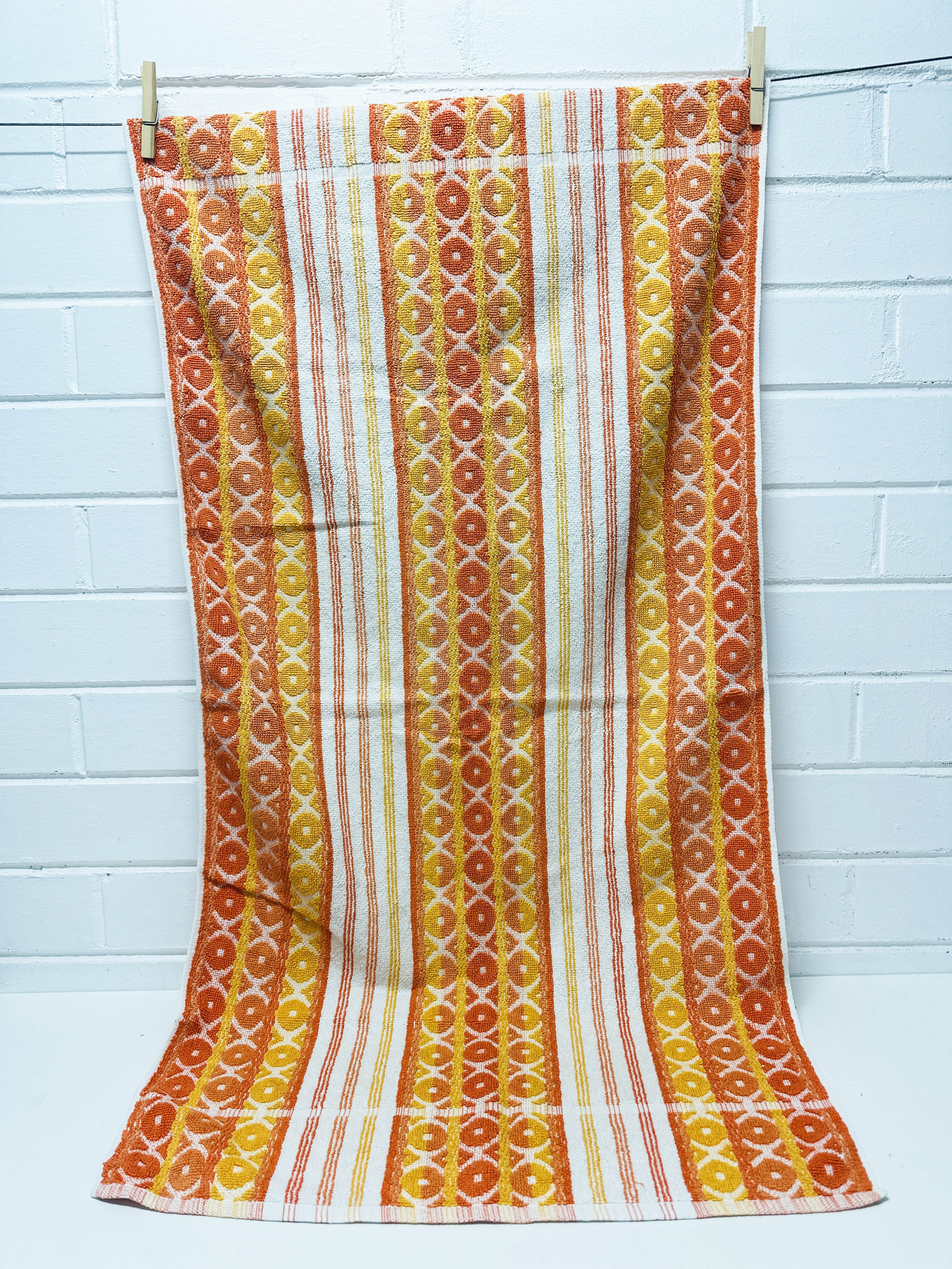 Vintage Orange Cotton Bath Towel