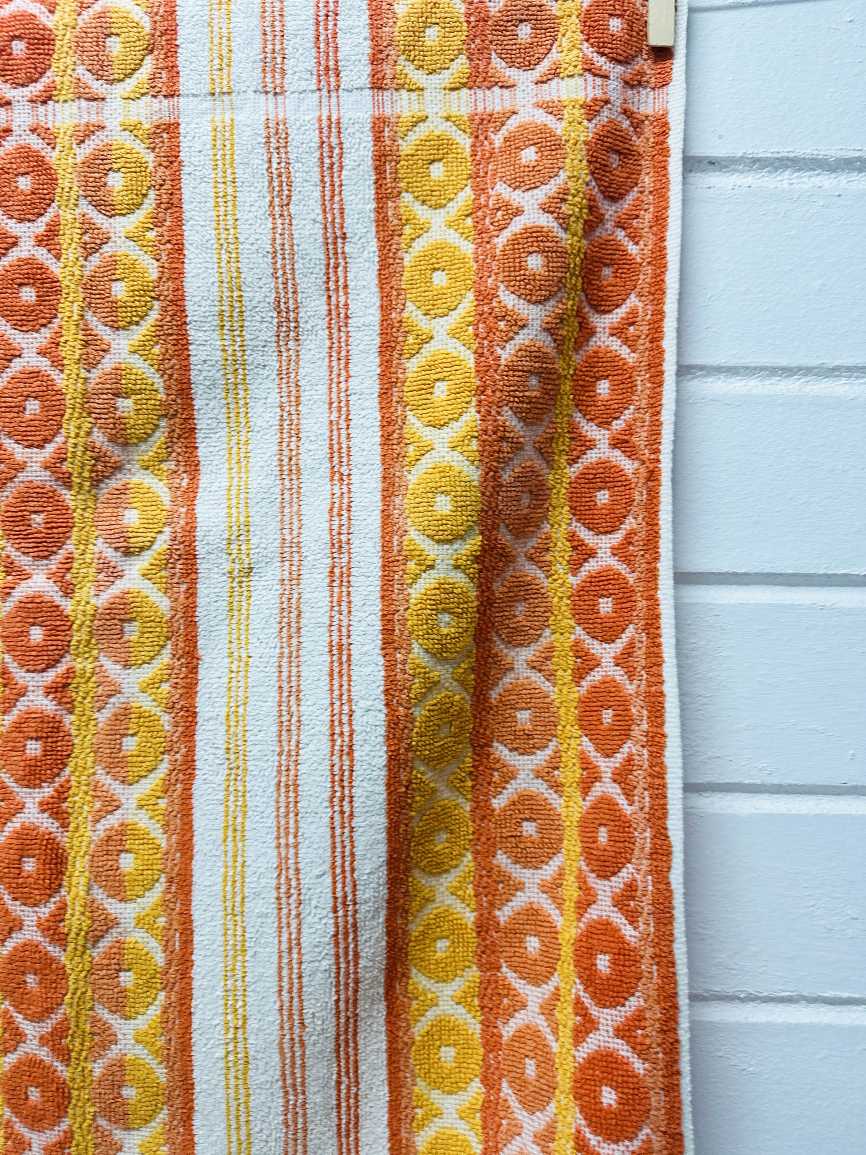 Vintage Orange Cotton Bath Towel