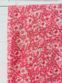 320cms Beautiful Pink Floral Cotton Fabric VINTAGE