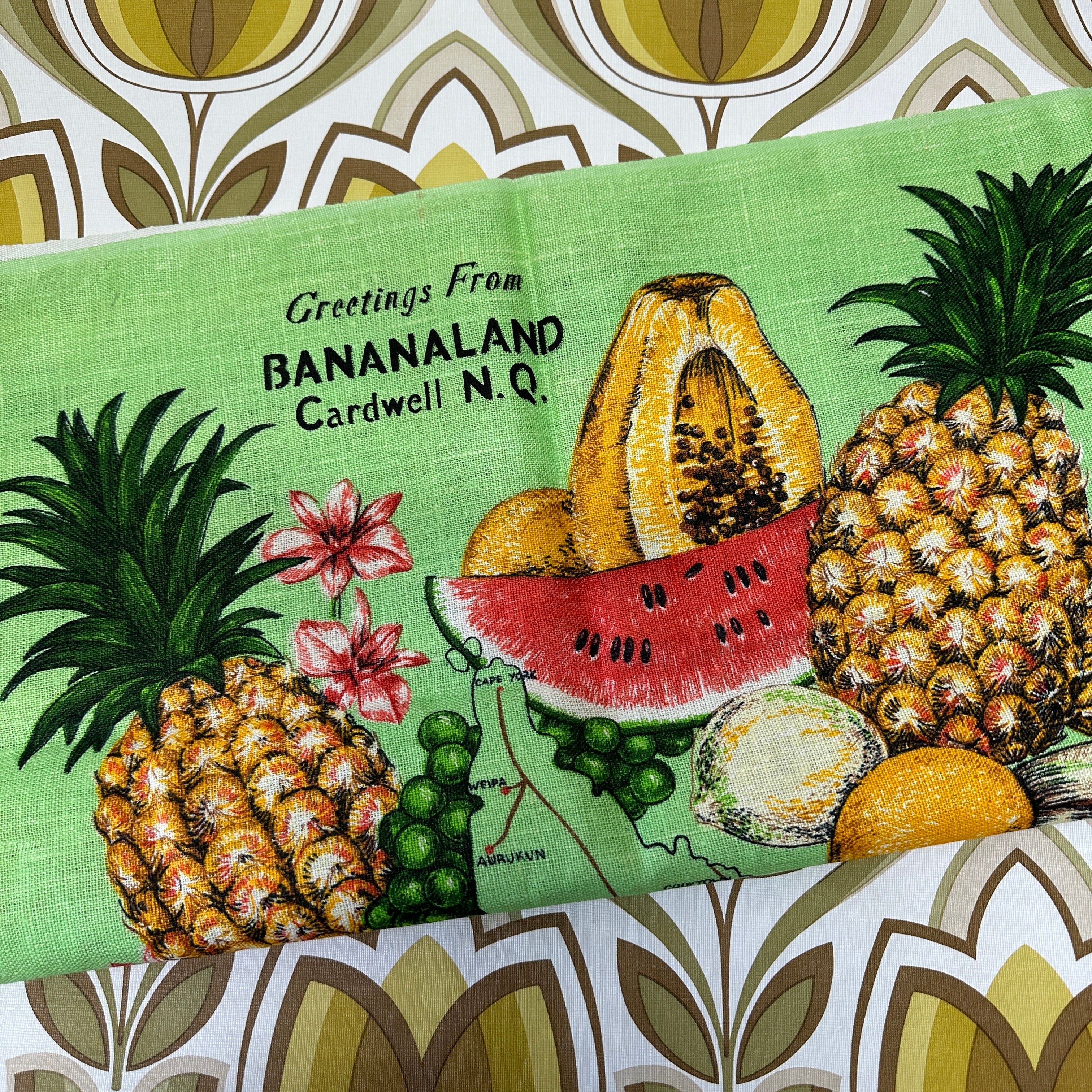UNUSED Vintage Linen Bananaland Queensland TEA TOWEL