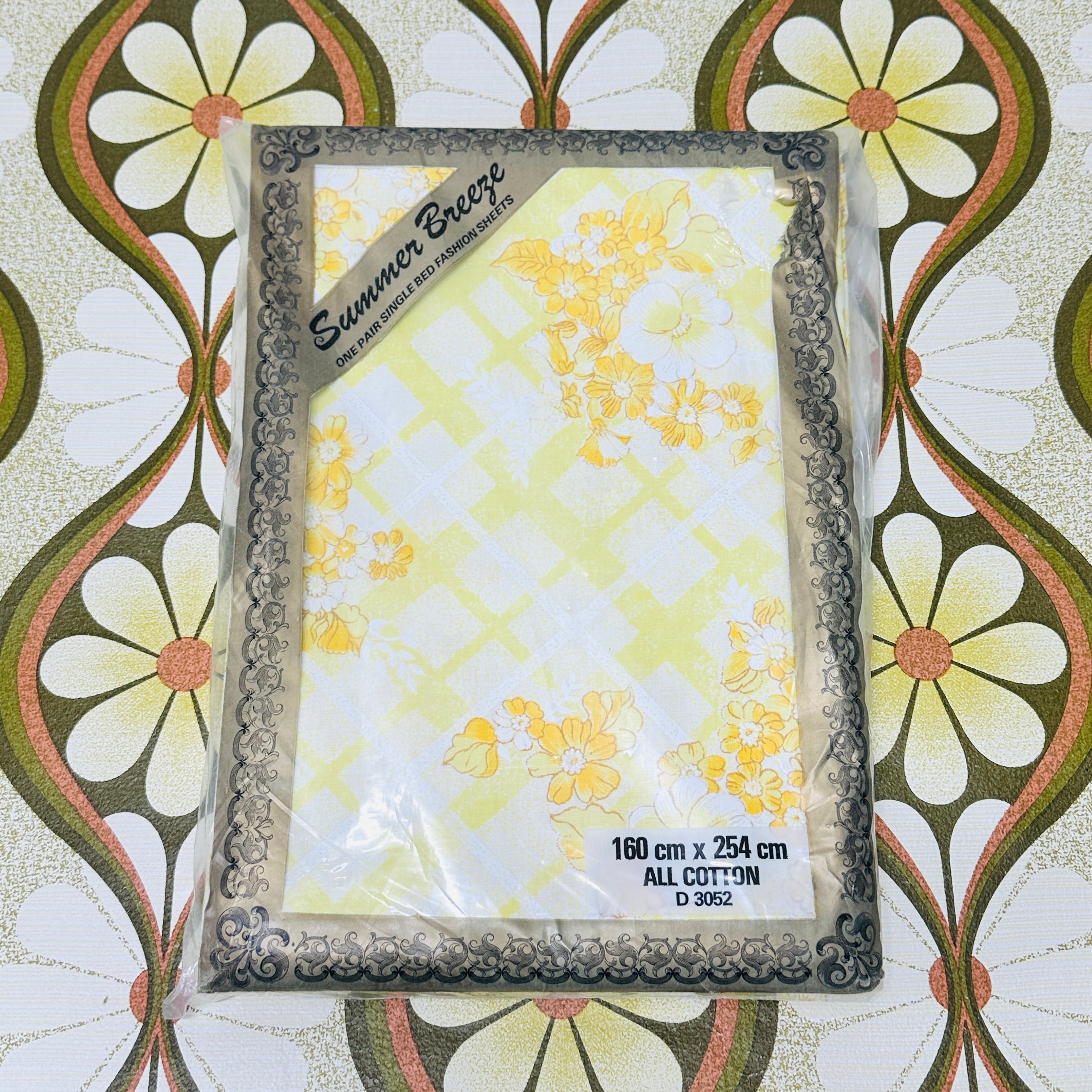 Cotton yellow Floral Sheets PAIR Vintage