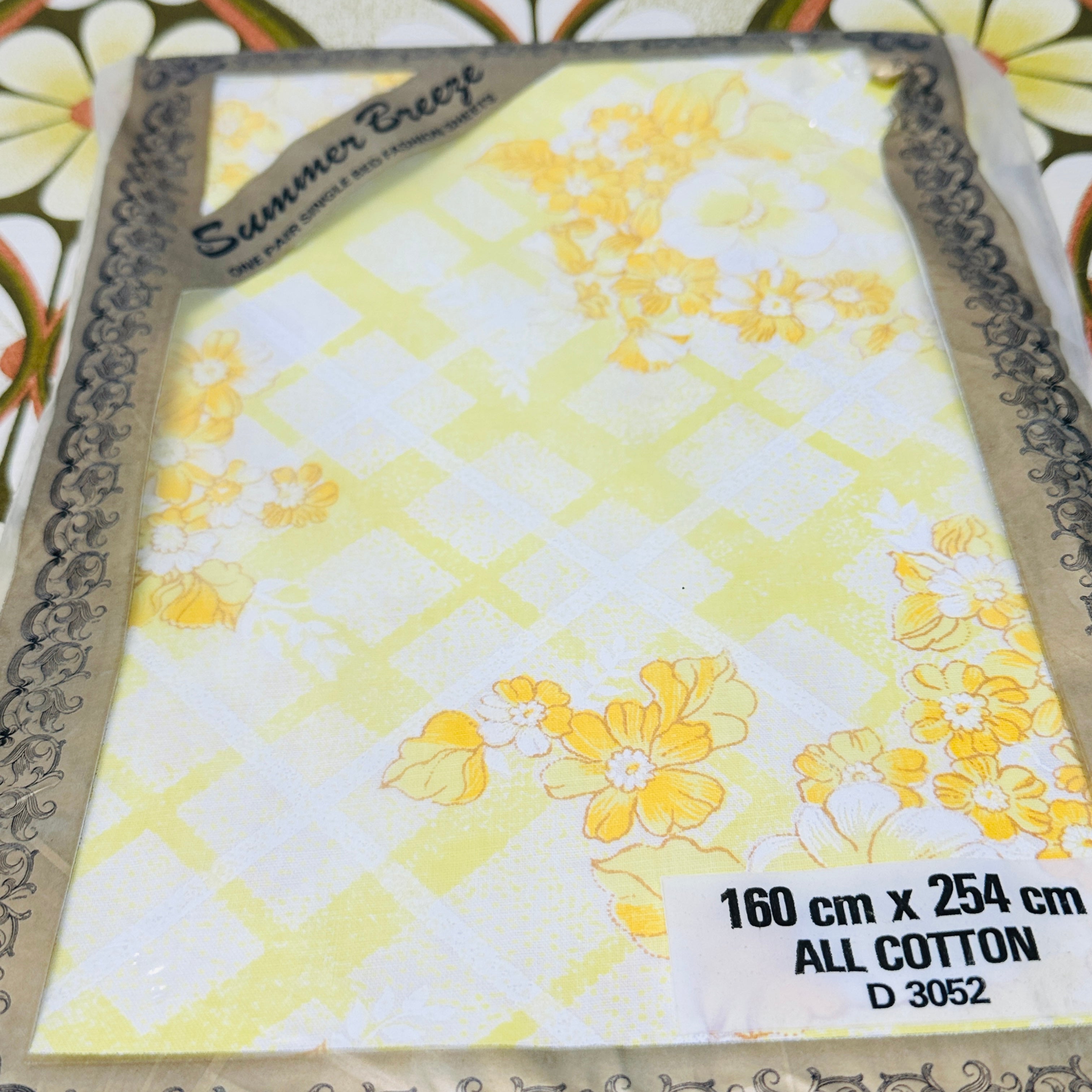 Cotton yellow Floral Sheets PAIR Vintage