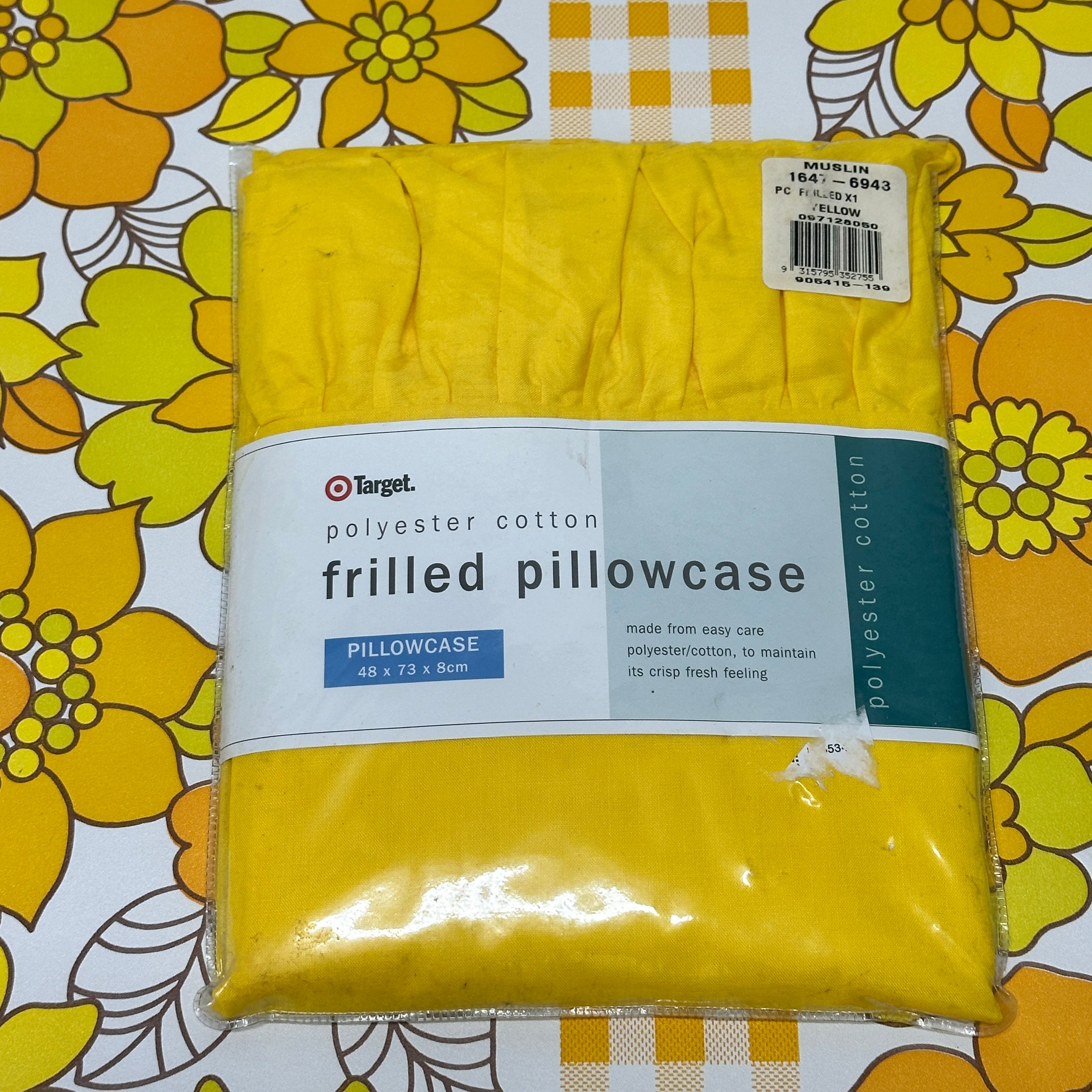 Yellow Frilled Pillow Case Cotton