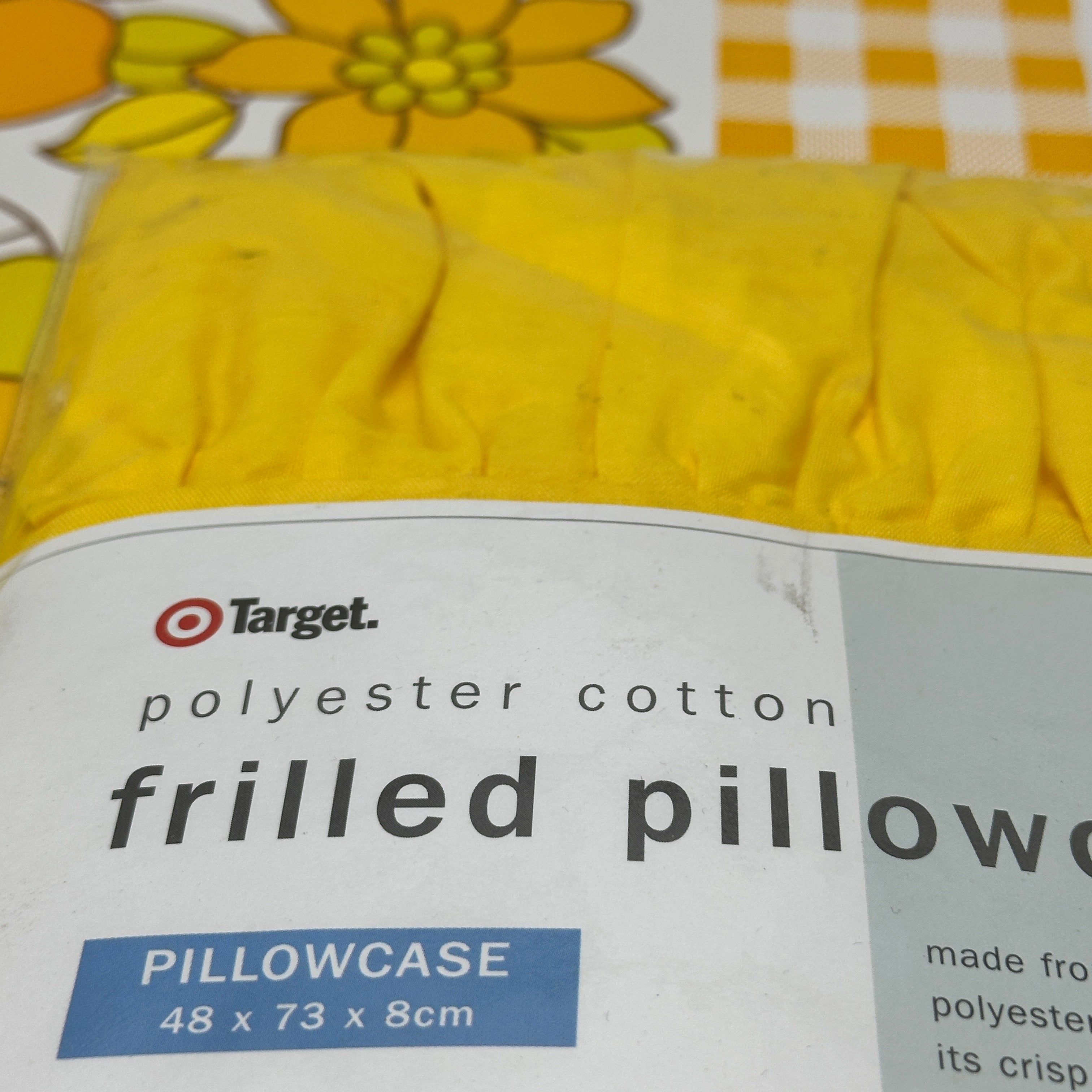 Yellow Frilled Pillow Case Cotton