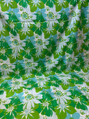 200cms Bright Green & Blue Floral Fabric