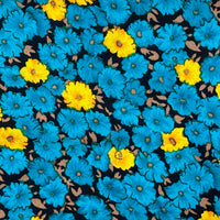 220cms Modern Bright Blue Floral Fabric