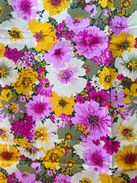 150cms Modern Bright Pink & Yellow Floral Fabric