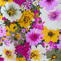 150cms Modern Bright Pink & Yellow Floral Fabric