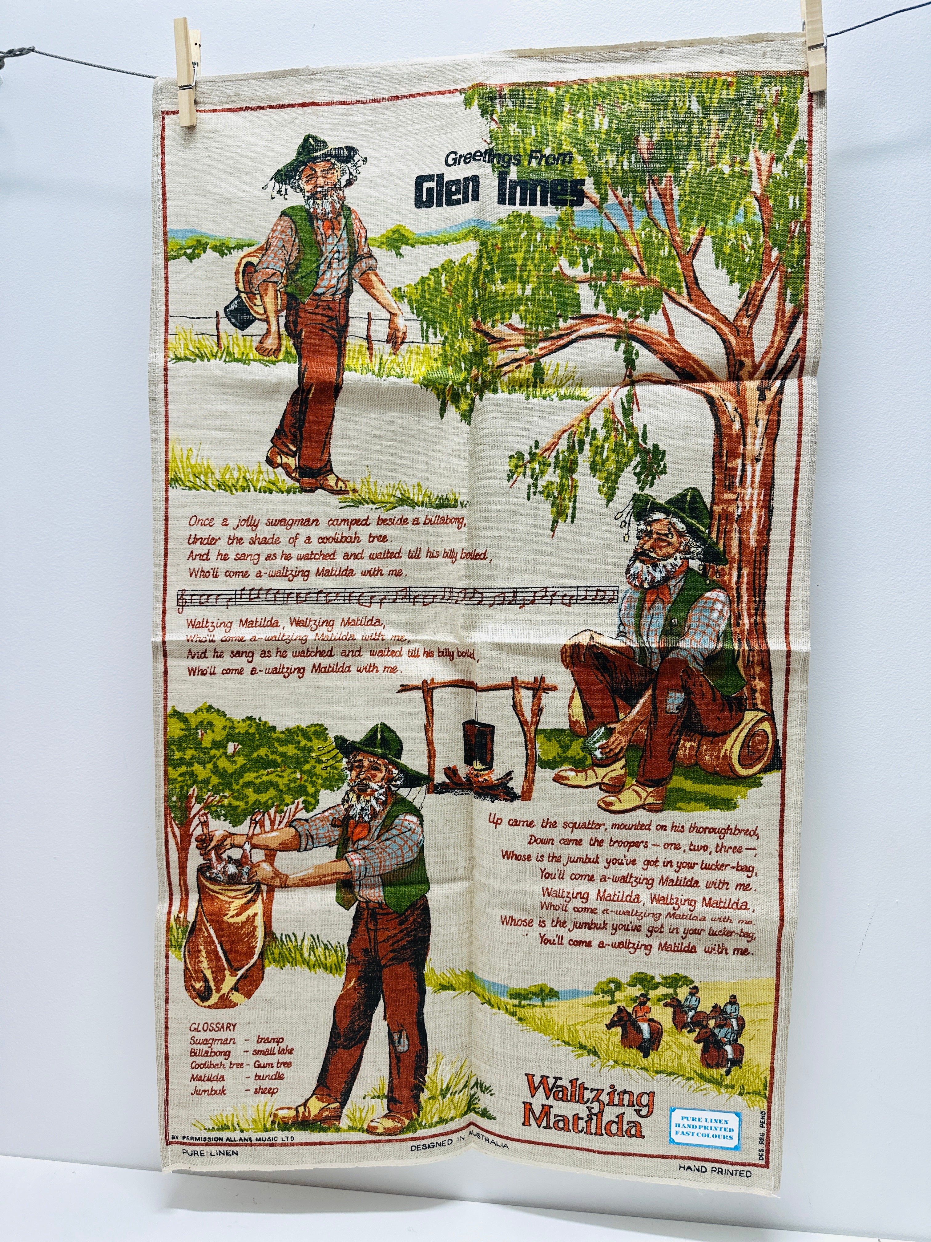 WALTZING Matilda UNUSED Linen Tea Towel