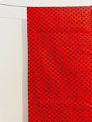 300cms Red & Navy Cotton Fabric LOVELY