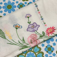 Embroidered Vintage Linen Tablecloth