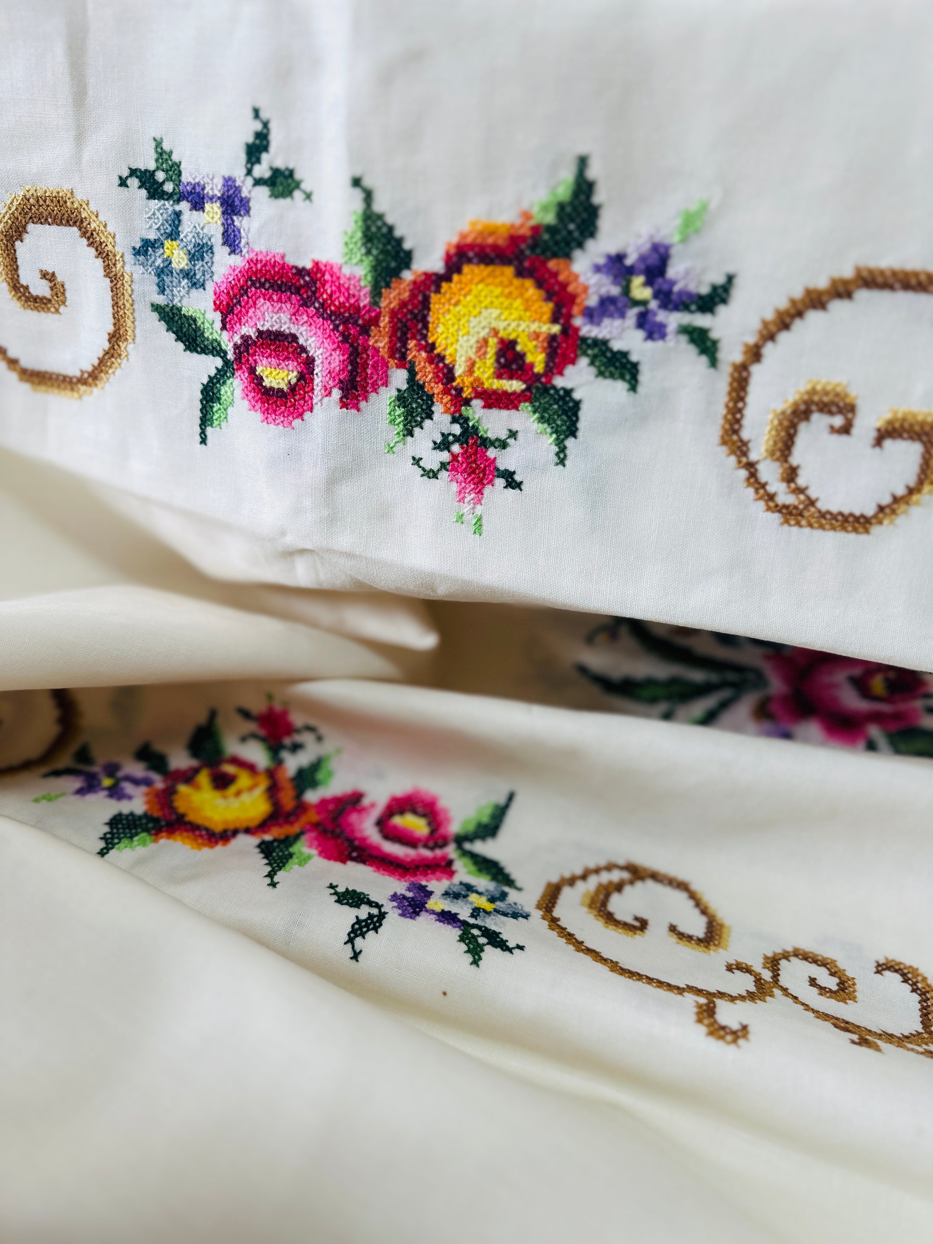 UNUSED Vintage Table Cloth TAGS Embroidered