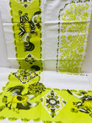 Crisp UNUSED Cotton Vintage Tablecloth Green