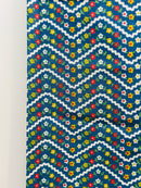 90cms Vintage Blue Floral Fabric Craft Sewing
