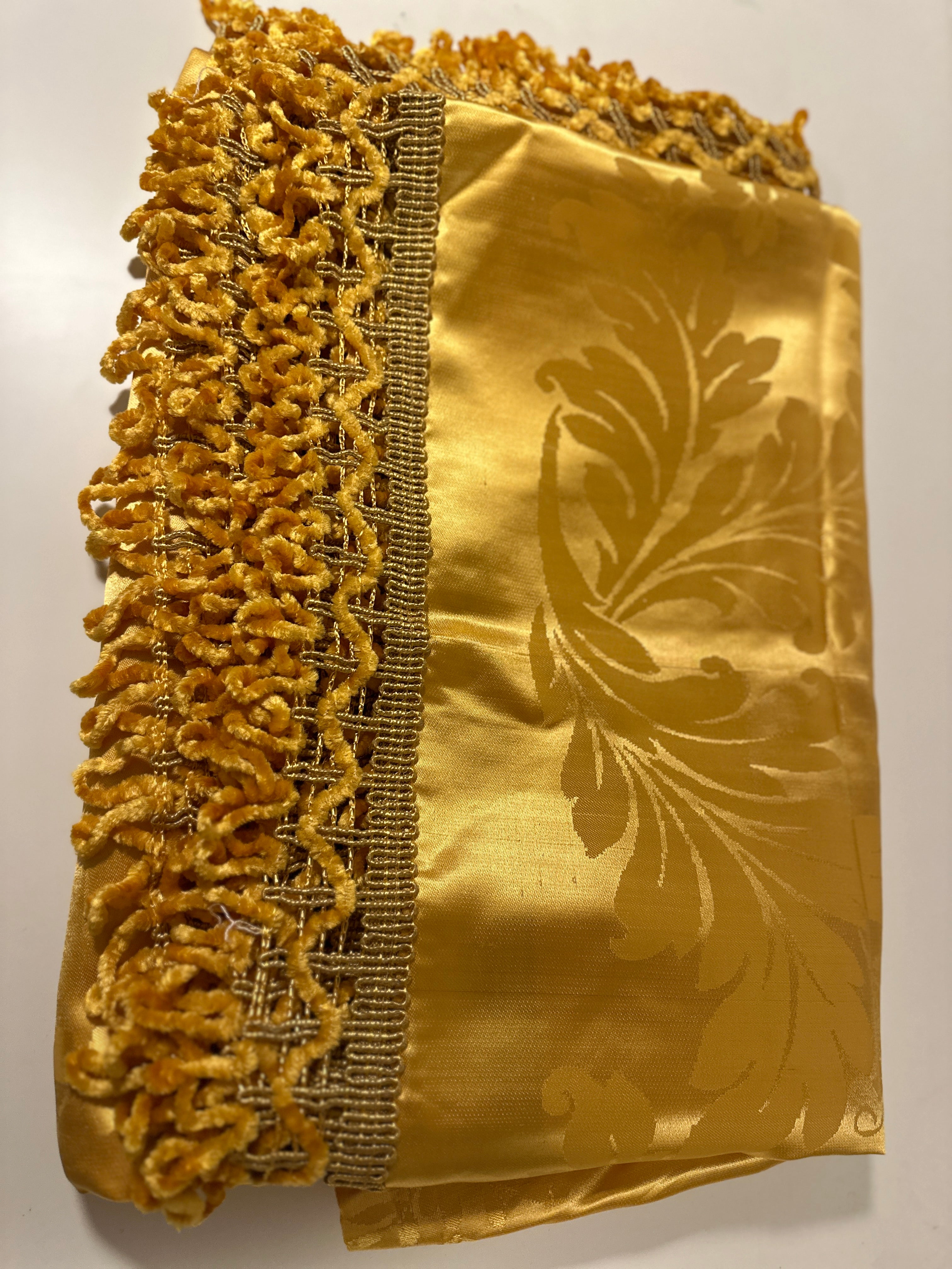 Beautiful Vintage Yellow Brocade Bedspread GOLD