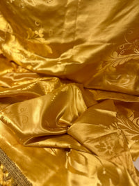 Beautiful Vintage Yellow Brocade Bedspread GOLD