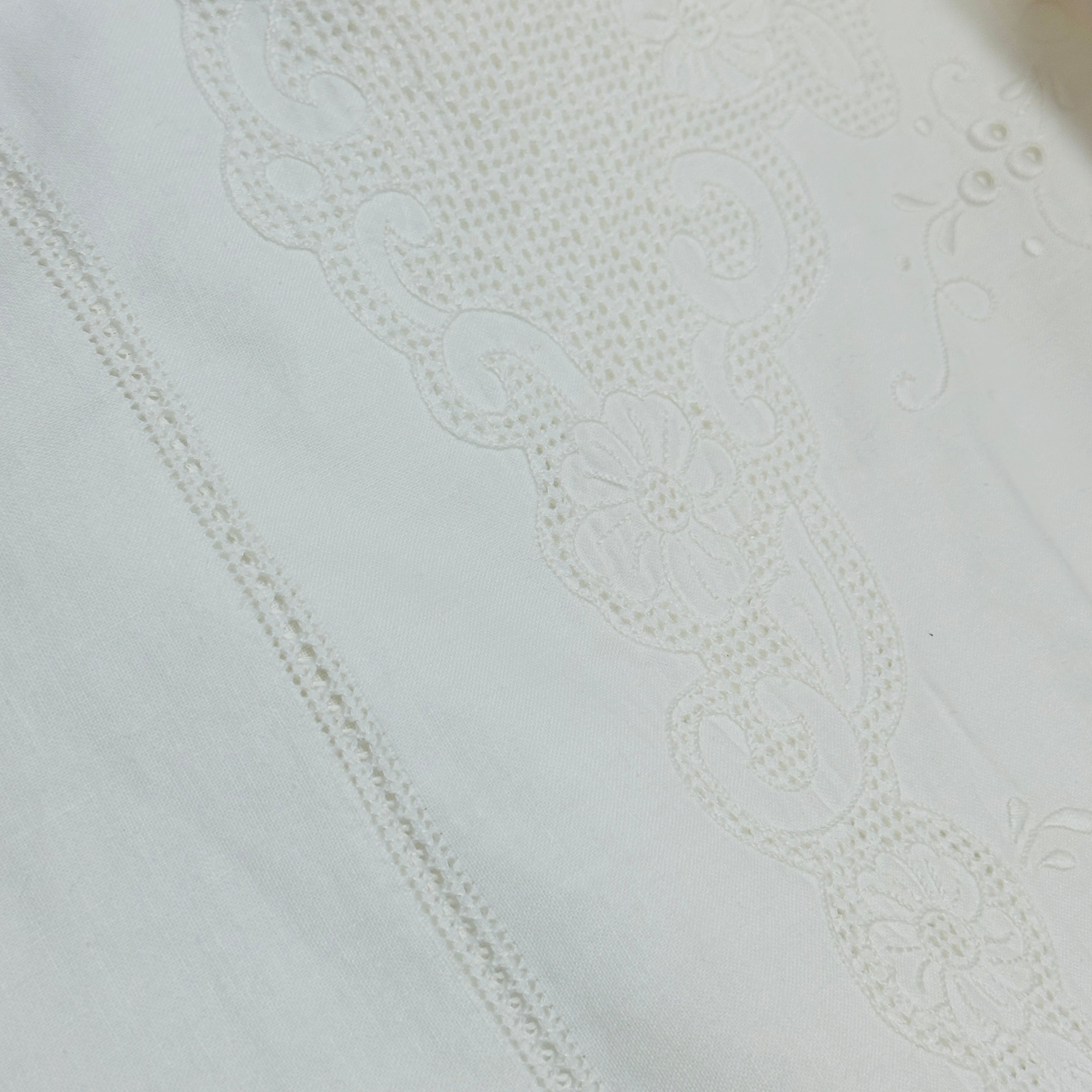 Stunning Vintage Italian All Cotton Sheet Embroidered