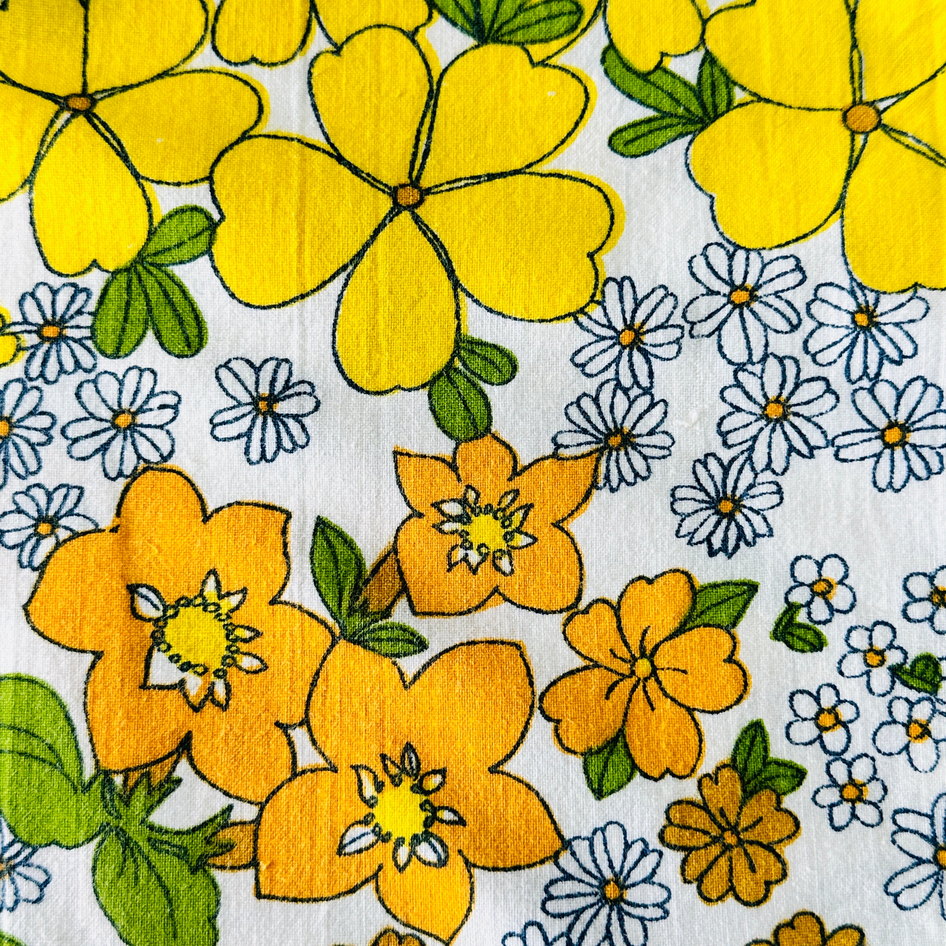 Vintage Cotton Sheet Fabric CRAFT Projects Yellow