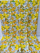 Vintage Cotton Sheet Fabric CRAFT Projects Yellow