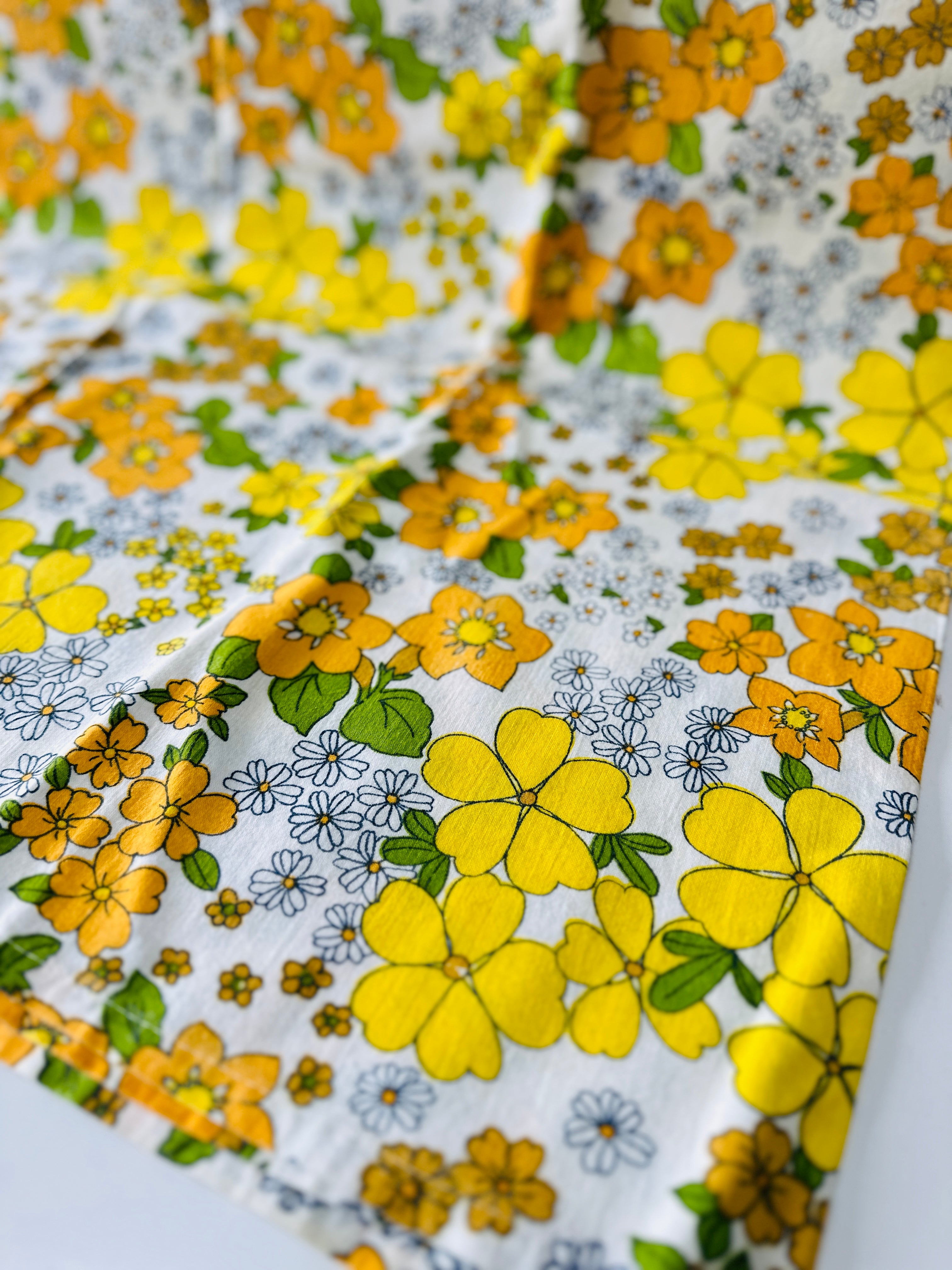 Vintage Cotton Sheet Fabric CRAFT Projects Yellow