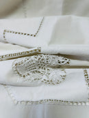 Spectacular Vintage Linen & Lace Tablecloth HUGE