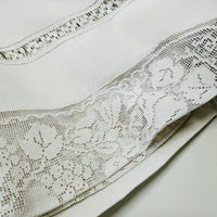 Spectacular Vintage Linen & Lace Tablecloth HUGE