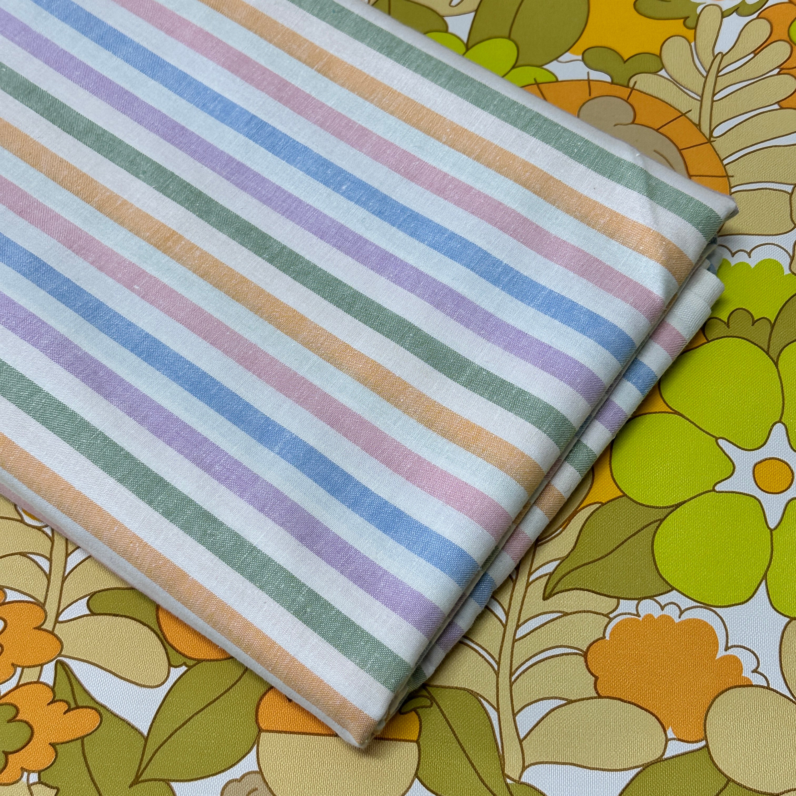 New Old Stock All Cotton Striped Cotton Sheet