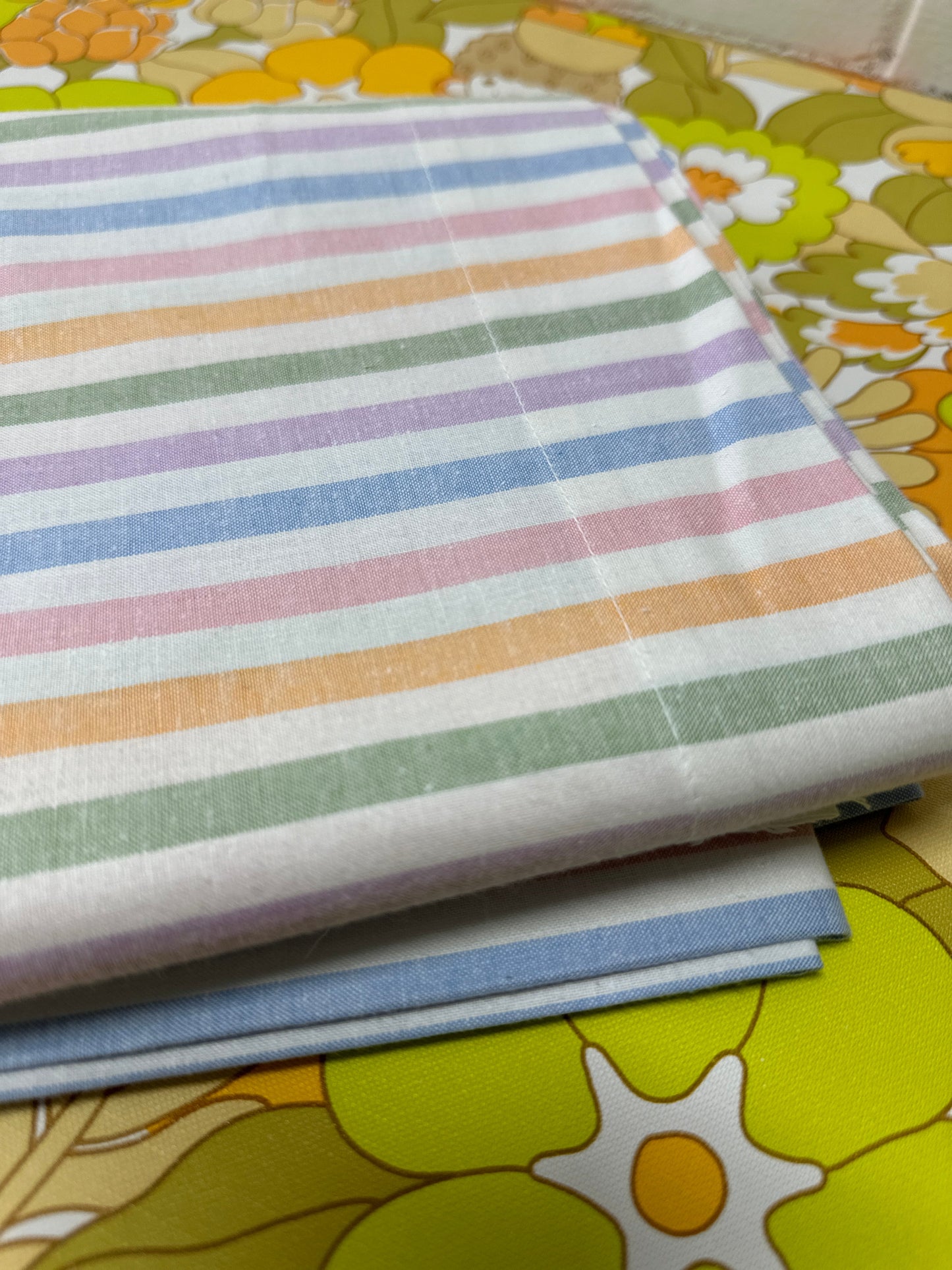 New Old Stock All Cotton Striped Cotton Sheet # 2