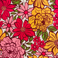 160cms Bright Pink Modern Floral Fabric