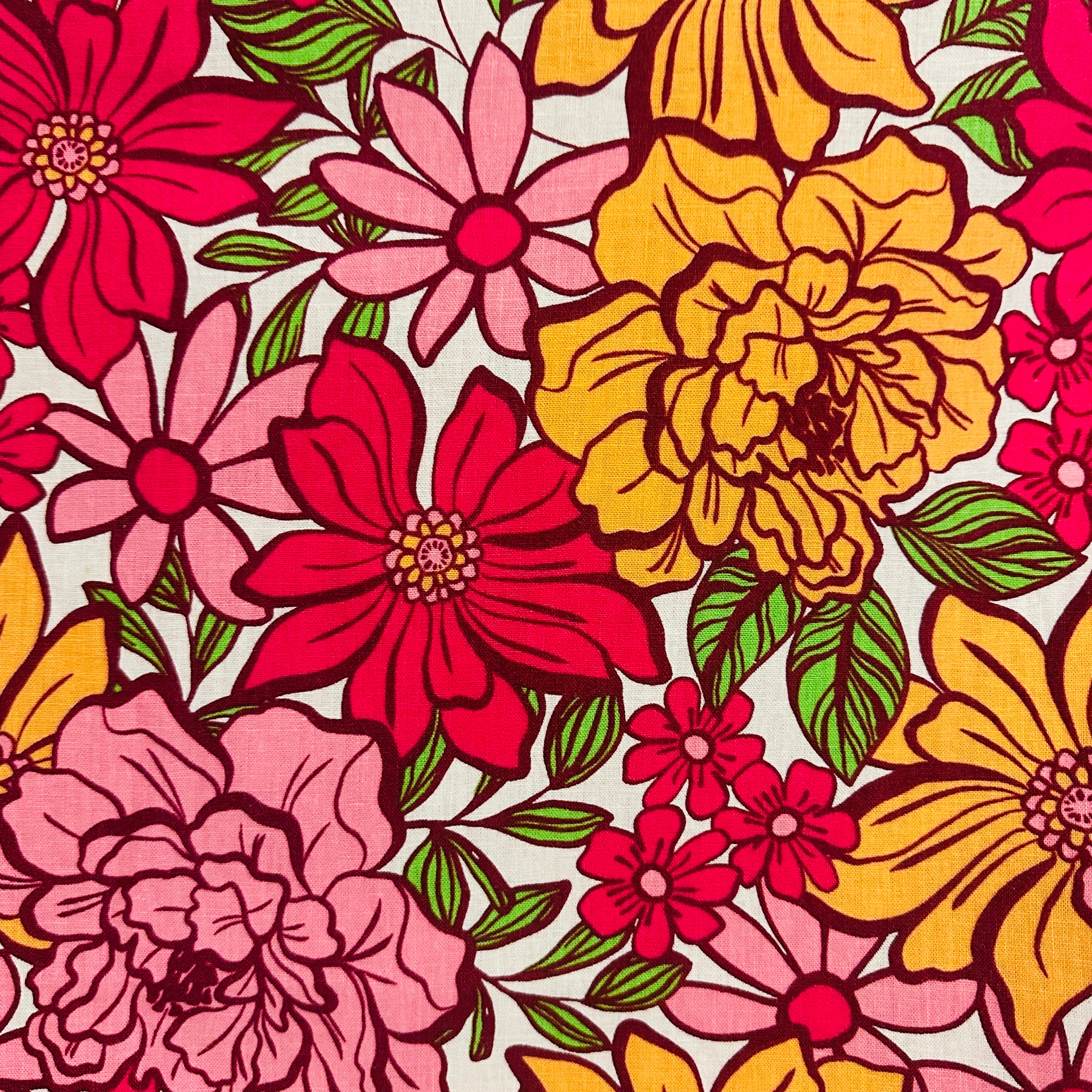160cms Bright Pink Modern Floral Fabric