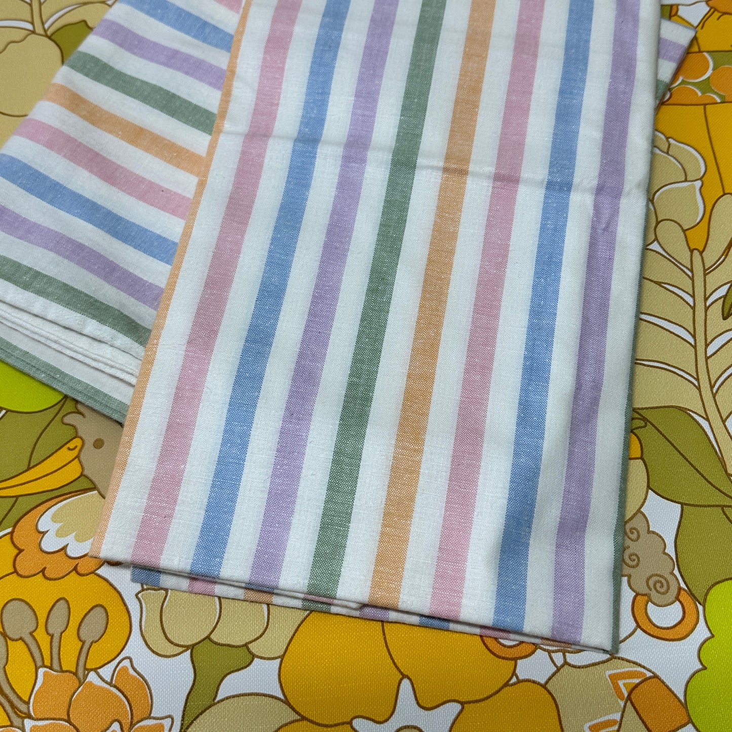 NEW Old Stock Vintage Striped Pillow Cases COTTON