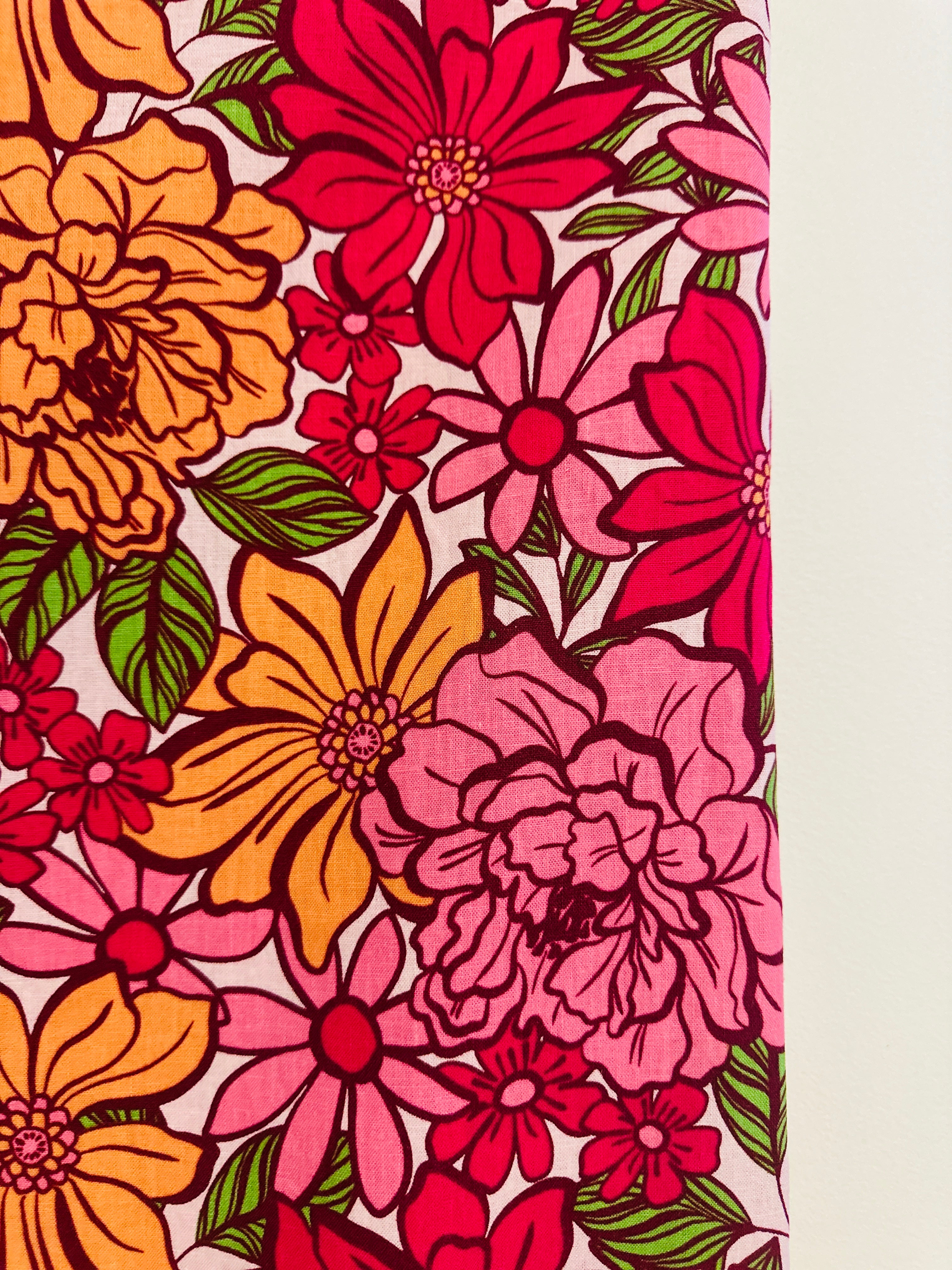 160cms Bright Pink Modern Floral Fabric