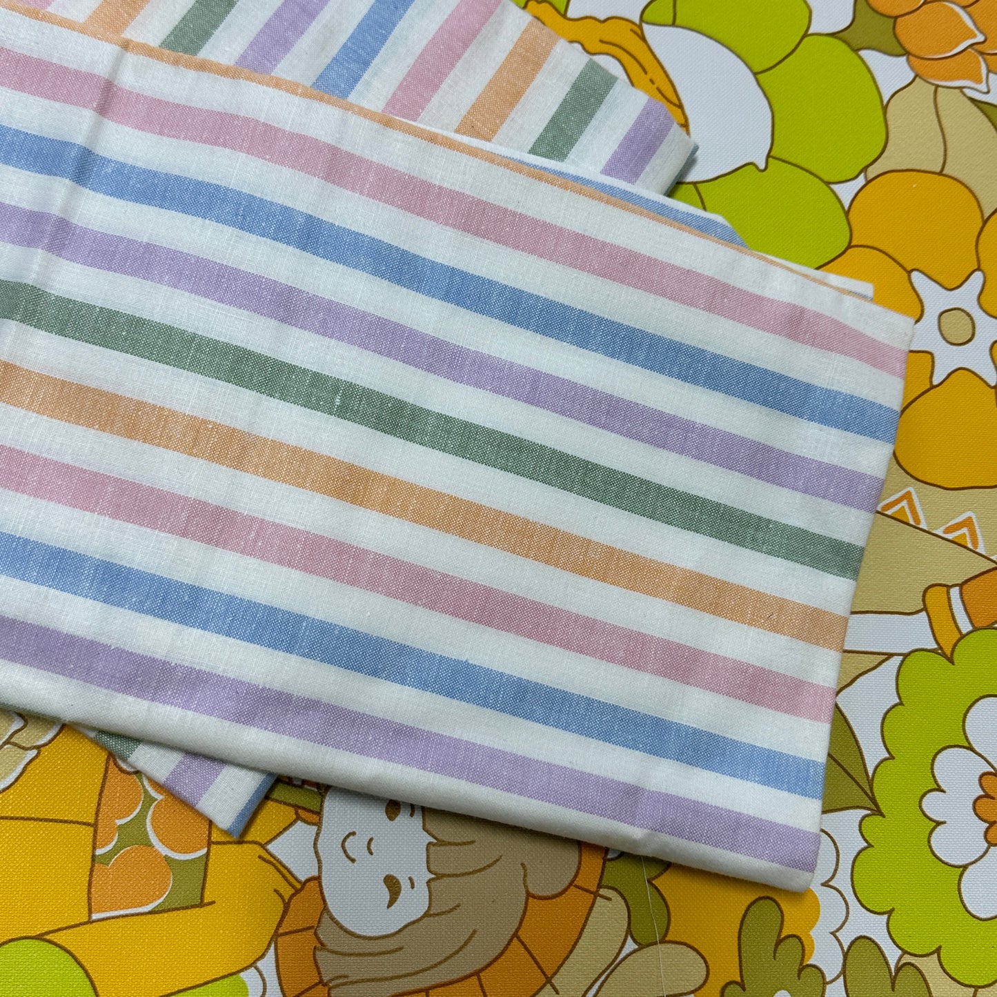 NEW Old Stock Vintage Striped Pillow Cases COTTON