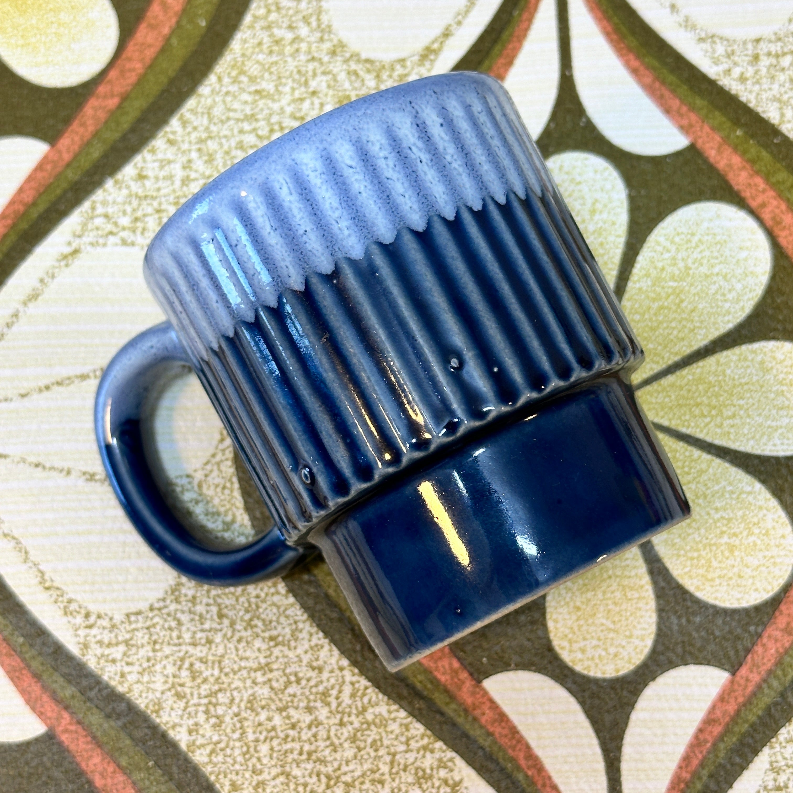 Vintage Blue Stackable Japan Mug