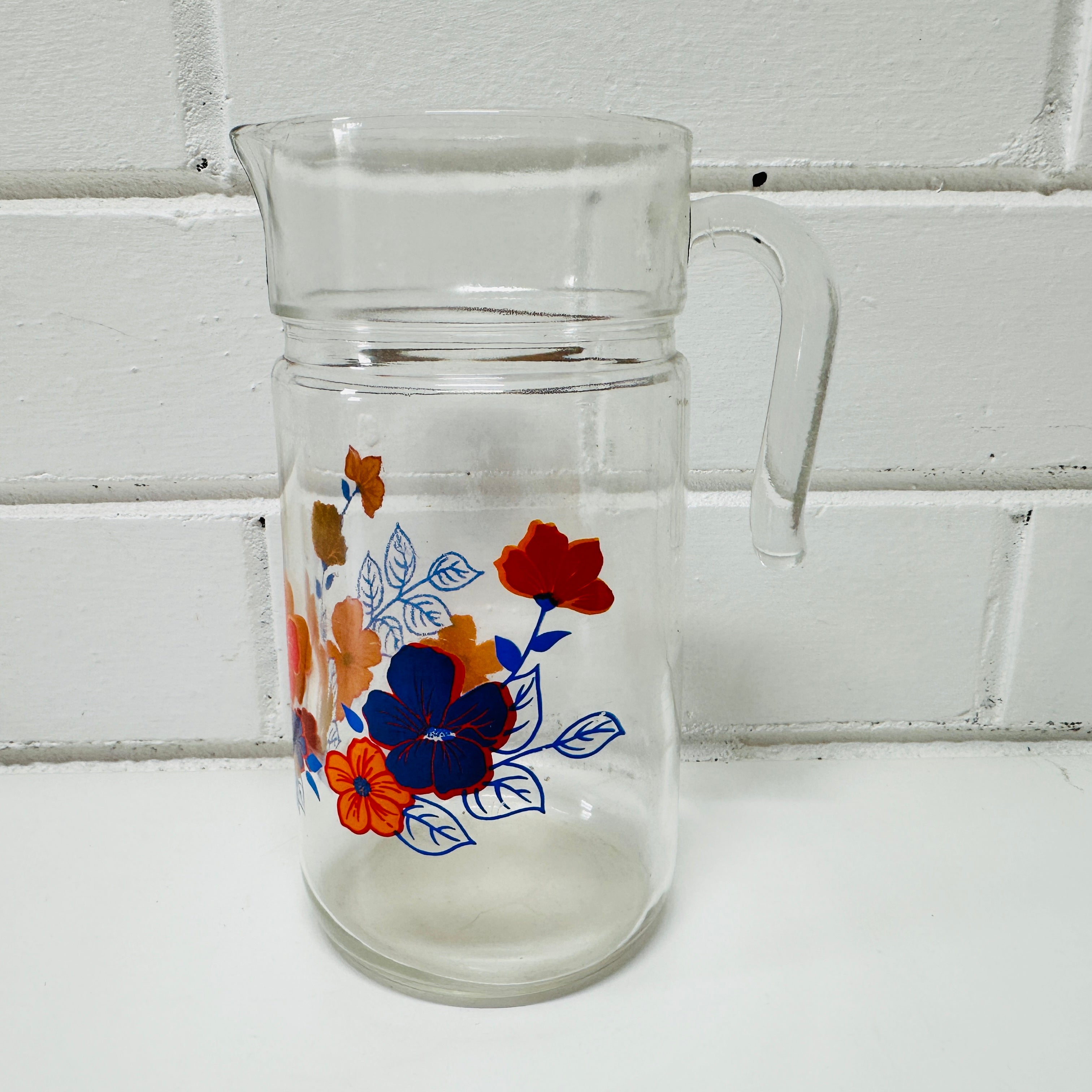 Vintage Floral Glass JUG