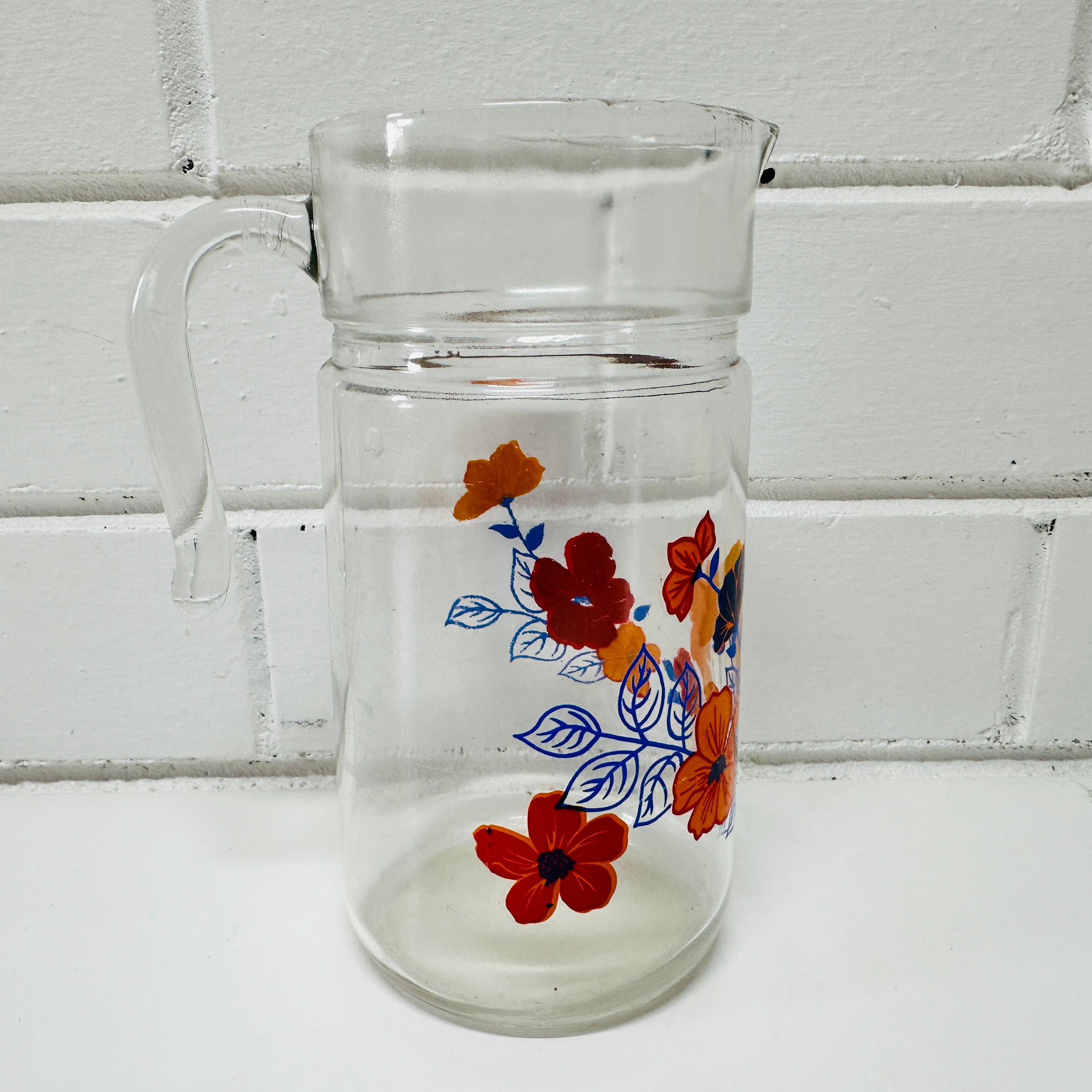 Vintage Floral Glass JUG