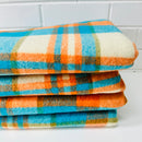 AMAZING Condition Blue & Orange Blanket WOOL