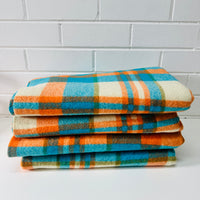 AMAZING Condition Blue & Orange Blanket WOOL