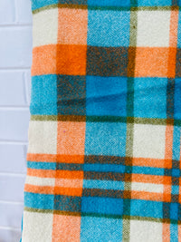 AMAZING Condition Blue & Orange Blanket WOOL