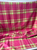 Pink & Green Bright Vintage Blanket WOOL