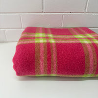 Pink & Green Bright Vintage Blanket WOOL