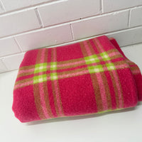 Pink & Green Bright Vintage Blanket WOOL