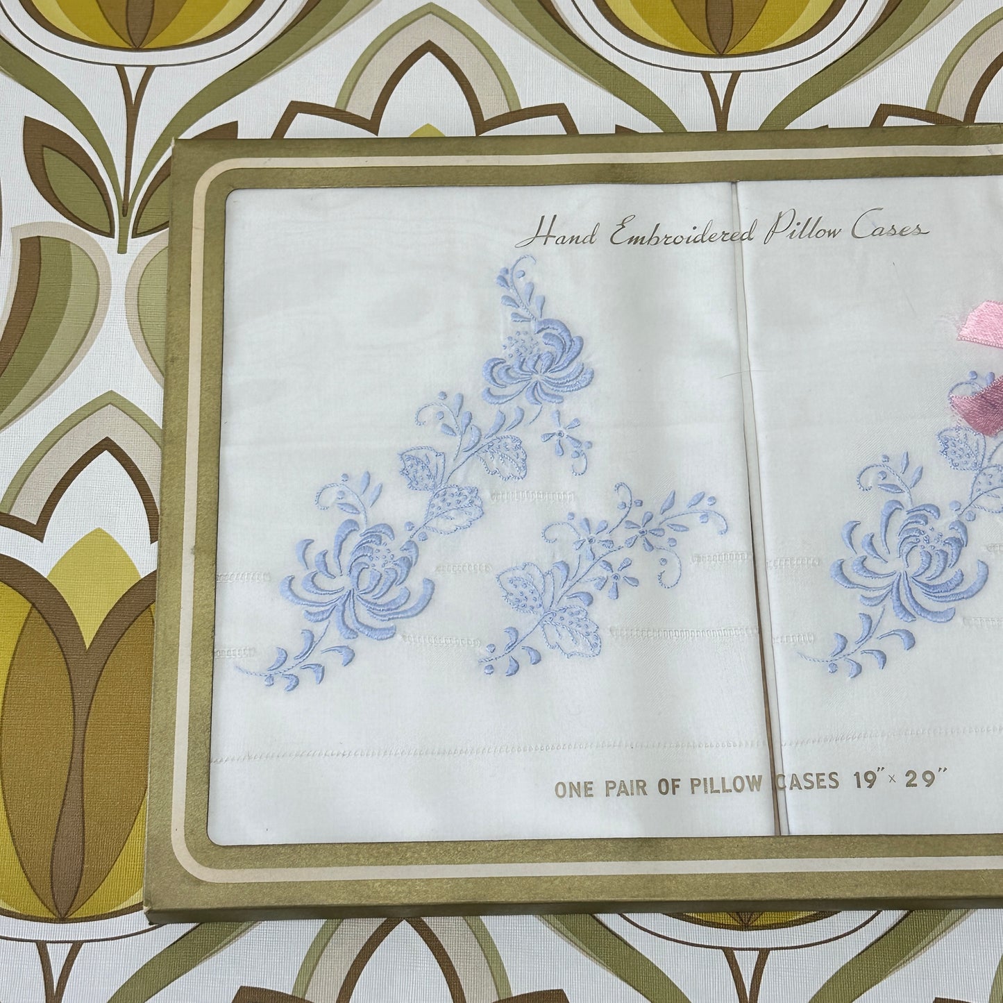 Pair of EMBROIDERED Pillow CASES Cotton